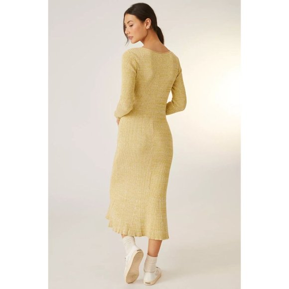 NWOT Daily Practice by Anthropologie Yellow Alla Midi Dress - Picture 3 of 10